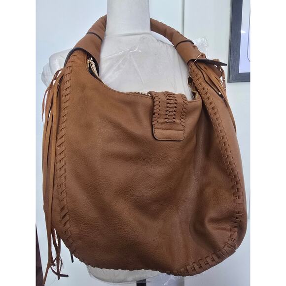 Tan Big Buddha Boho Bag with tassels and fringe - Picture 2 of 9